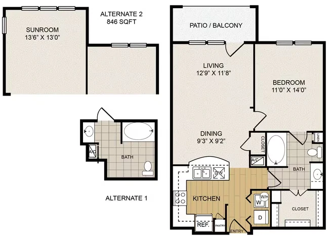 Mid-rise A2 1118 floor plan